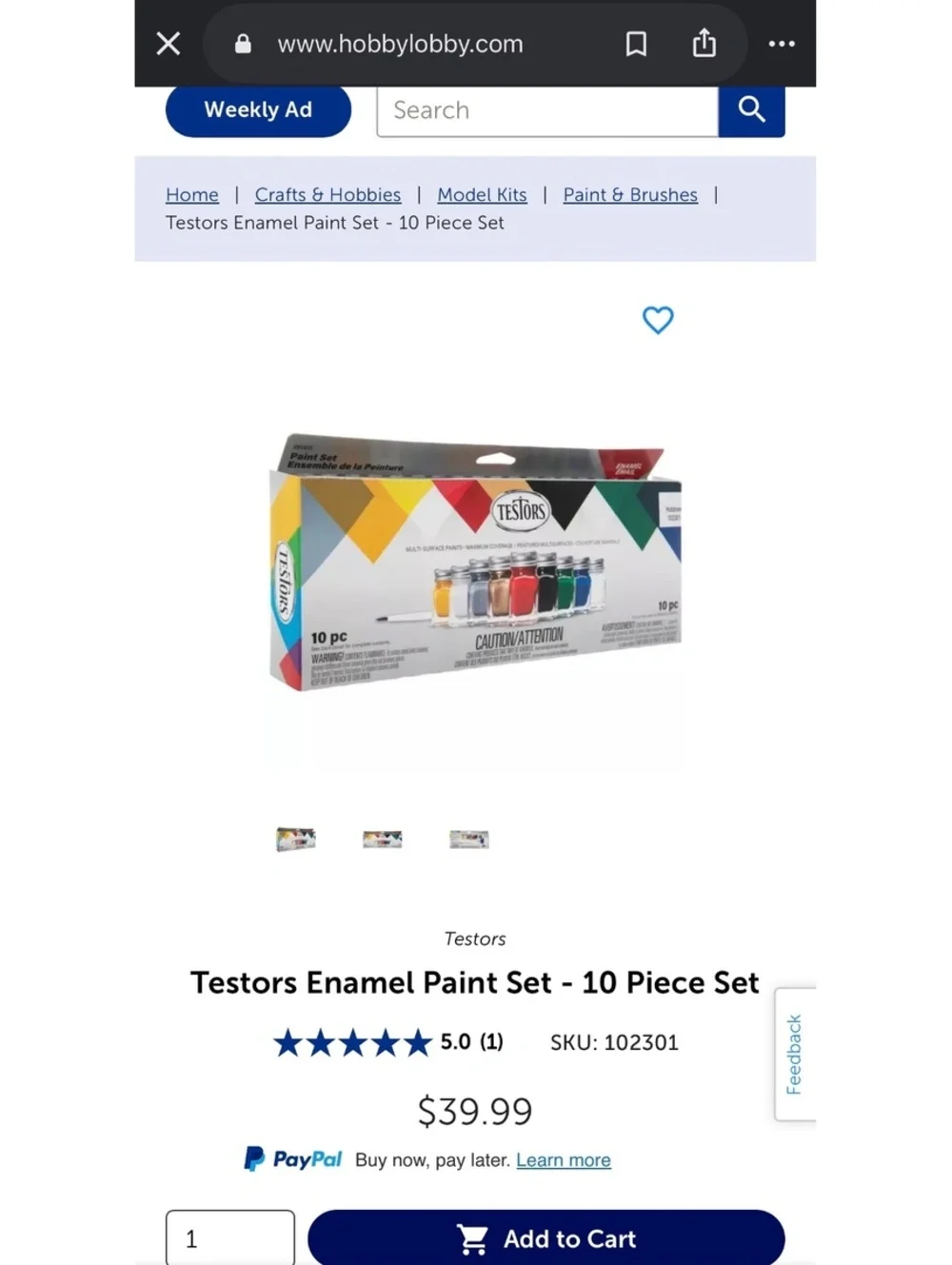 Sealed Testors Enamel Paint Set 10-Piece Multi-Surface Paints with Brush Arts